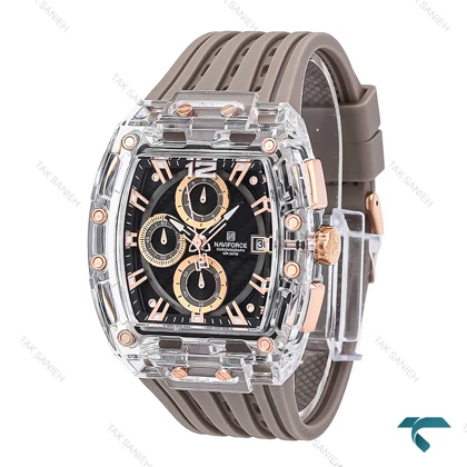 ساعت مردانه نیوی فورس NF7105 رزگلد طوسی NaviForce-6994-G