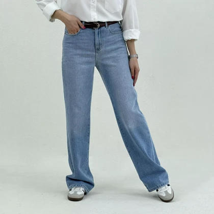 شلوار جین راسته لاین آبی روشن