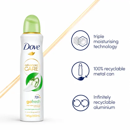 اسپری دئودورانت ضد تعریق زنانه داو Dove مدل Go Fresh حجم 250ml