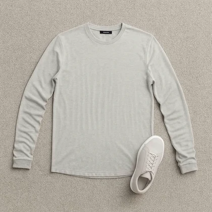 بلوز مردانه طوسی روشن یقه کوبایی مدل Etron