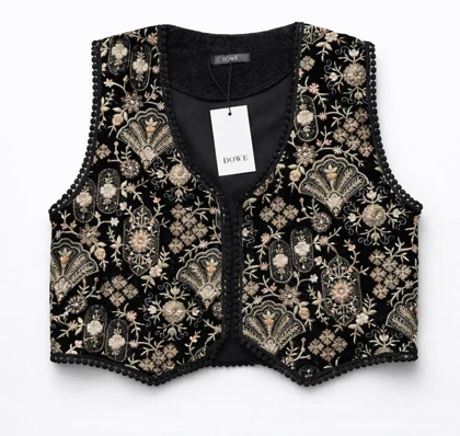 کراپ مخمل گلدوزی مشکی