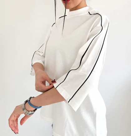 تیشرت باکسی زنانه مغزی دوزی گرم بالا