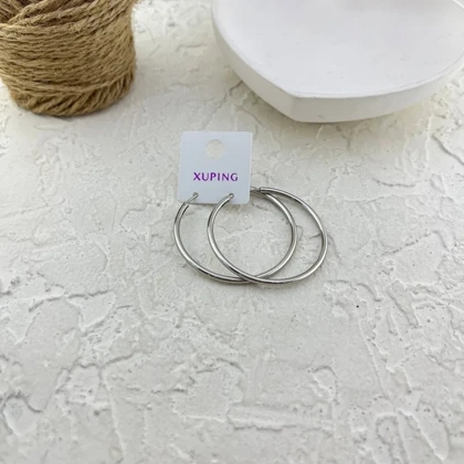 گوشواره حلقه‌ای زنانه ژوپینگ مدل نوول استایل مینیمال نقره‌ای
