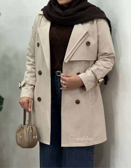 ترنچ کت زنانه ضد آب بادوم