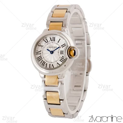 ساعت کارتیر زنانه مدل بالن بلو دورنگ طلایی 104544