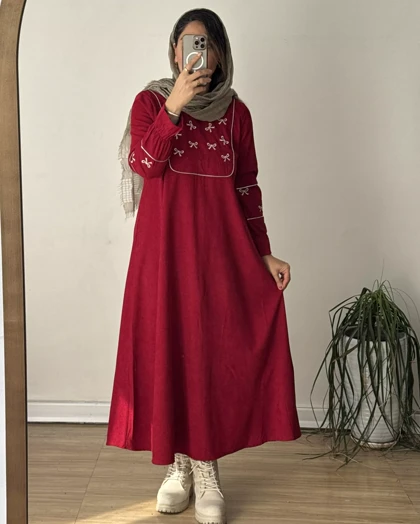 کفتان مخمل کبریتی روبان