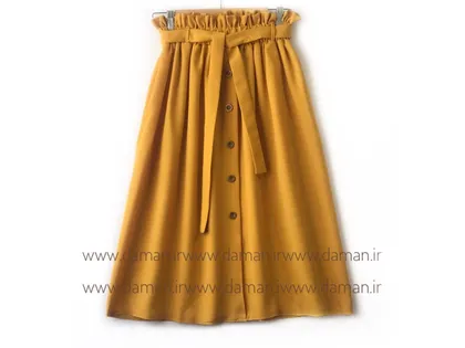 دامن جلو دکمه خردلی کد (s) قد 75
