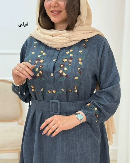 پیراهن مانتویی بلند بنفشه کد محصول 1703