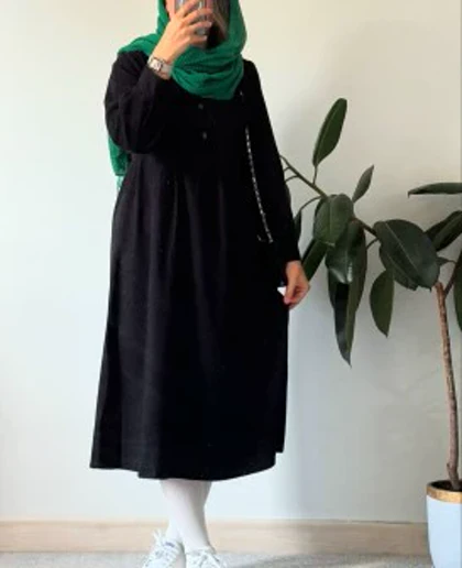 پیراهن مانتویی پاییزه آنیل جیب‌دار 4