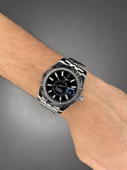 ساعت مچی رولکس اسکای دولر سیلور صفحه مشکی Rolex Dweller