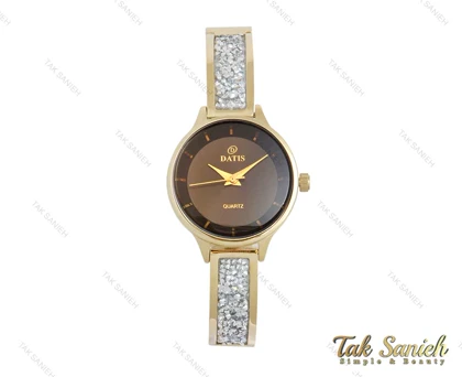 ساعت داتیس زنانه طلایی بند نگین سواروسکی Datis-3753-L