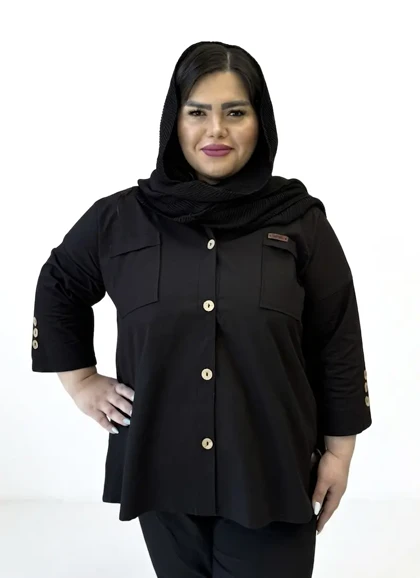 شومیز لینن استین سه دکمه سایز بزرگ زنانه