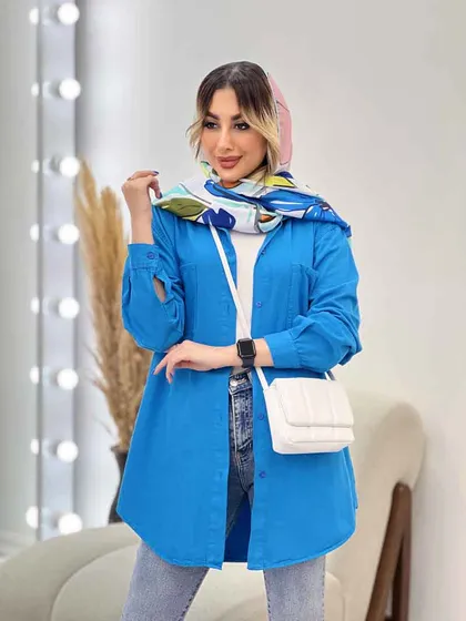 مانتو کتان دو جیب پرند