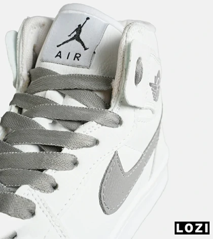 کفش کتانی ساق‌دار مردانه و زنانه سفید طوسی NIKE jordan 1 مدل 7691