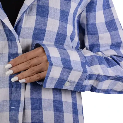 شومیز لینن چهارخونه زنانه
