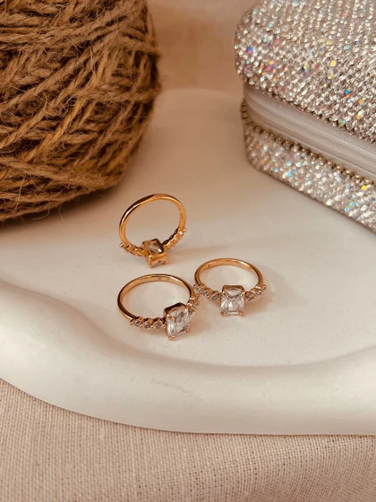 انگشتر نگین مستطیل جواهری ژوپینگ