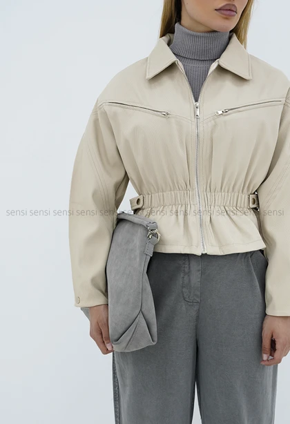 ترنچ کت عروسکی جلوزیپ آستر دار کد1006727