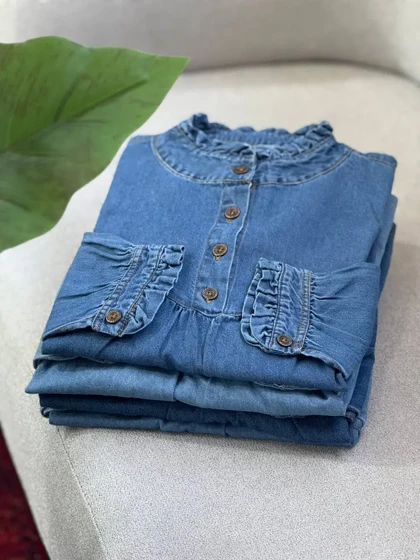 مانتو جین پاییزه یقه چین پریناز 6
