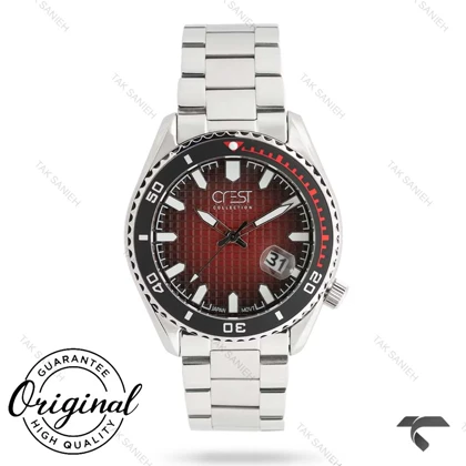 ساعت کرست مردانه 6318-3 استیل صفحه قرمز Crest-10989-G