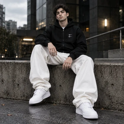 سویشرت دورس کلاهدار مردانه نایکی مدل Double Nike-مشکی