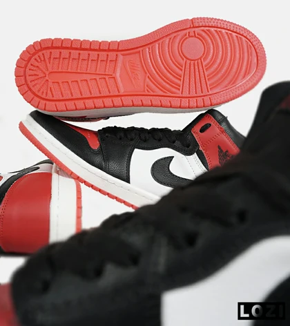 کفش کتانی مردانه و زنانه ساق‌دار مشکی قرمز سفید NIKE jordan 1
