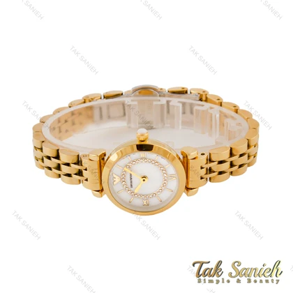ساعت آرمانی زنانه مینی طلایی صفحه سفید نگین‌دار Armani-5785-L