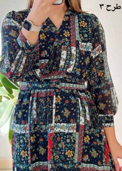 پیراهن حریر سرمه سری 16