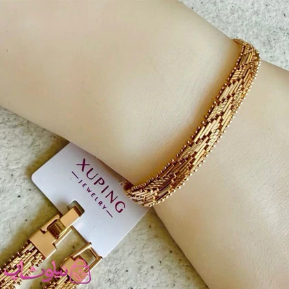دستبند زنانه ژوپینگ مدل طرحدار طرح طلا طول 19.5 سانت عرض 6 میل کد 8991
