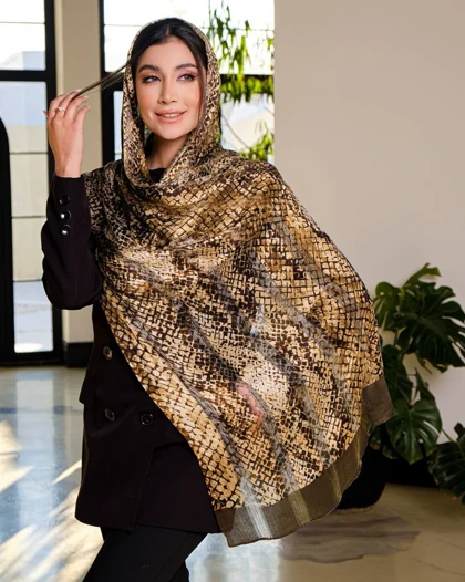 شال ابریشم میله ای پوست ماری 20272