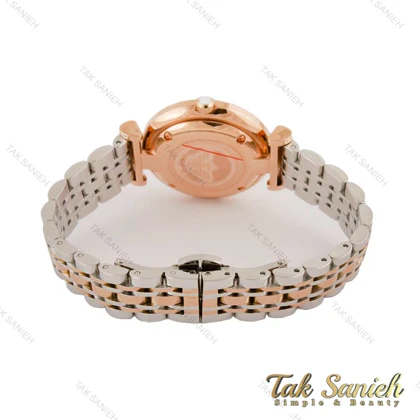 ساعت امپریو آرمانی زنانه دو رنگ رزگلد صفحه سفید نگین‌دار Armani-4403-L