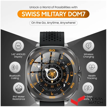 ساعت مچی هوشمند سوئیس میلیتاری SWISS MILITARY مدل SM-WCH-DOM7-GUNF-BLKS