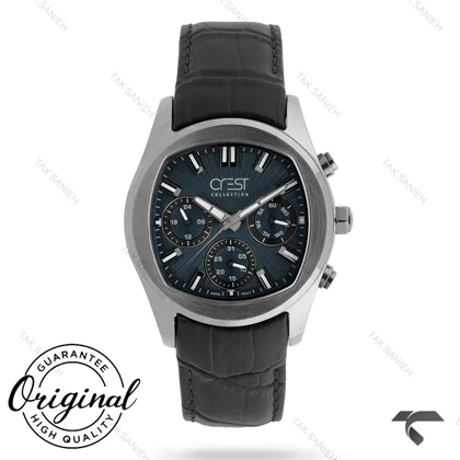 ساعت کرست مردانه 6379-4 فول دیت استیل سرمه ای Crest-11068-G