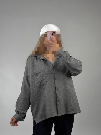 شومیز مانتویی باکسی مدل مایا کد 50257