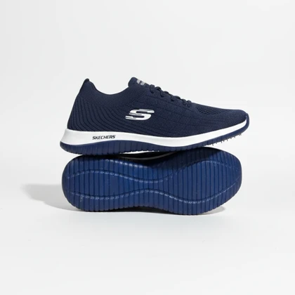 کفش پیاده روی اسکیچرز بافت سرمه ای کد 294955