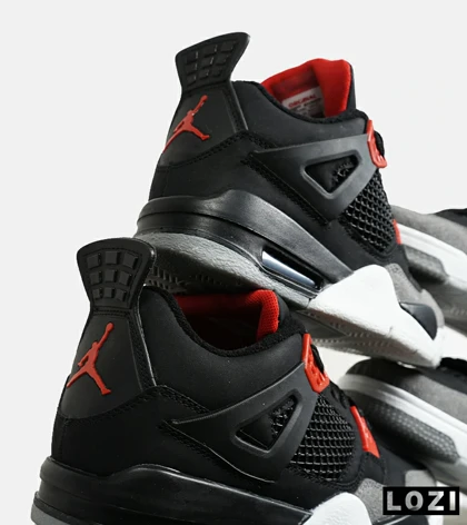 کتانی ساق‌دار زنانه و مردانه مشکی طوسی قرمز Nike air jordan 4 مدل 6473