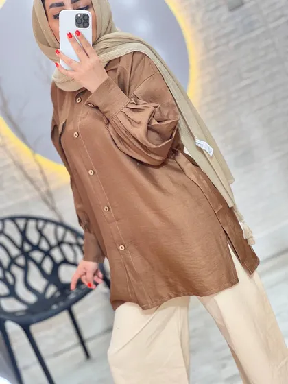 مانتو تابستانه دکمه چوبی