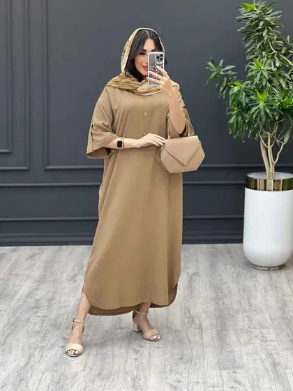 مانتو پیراهنی بلند آستین پاگن