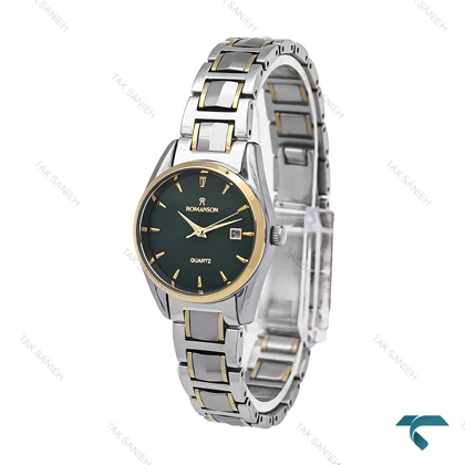 ساعت مچی رومانسون زنانه دورنگ طلایی صفحه سبز Romanson-6203-L