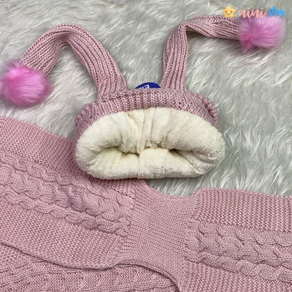 کلاه وشال گردن 2 پوم گوش دار 3 تا 12 سال