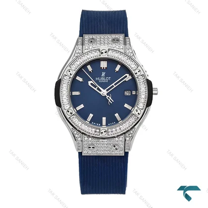 هابلوت فول نگین زنانه استیل سرمه ای Hublot-6081-L