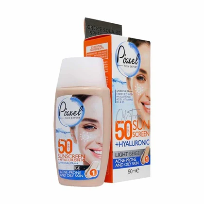 کرم ضد آفتاب SPF50 پوست چرب پیکسل رنگ لایت بژ 50 میل