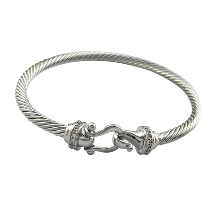 دستبند زنانه مدل مارینا طرح قایق بادبانی با بافت طنابی نقره‌ای