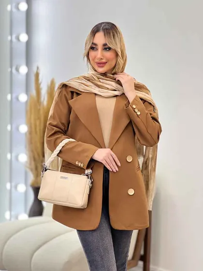 مانتو جیب نما دکمه طلایی