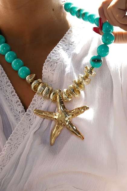 گردنبند وارداتی زارا star فیروزه