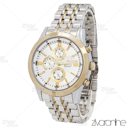ساعت داتیس مردانه سه موتوره طلایی نقره ای ایندکس خطی 106919