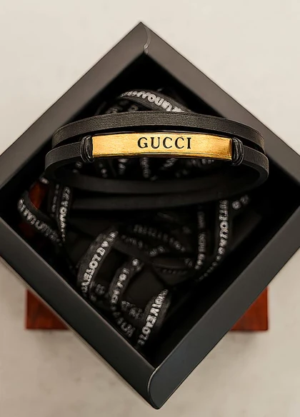 دستبند چرم مردانه مدل پلاک دار