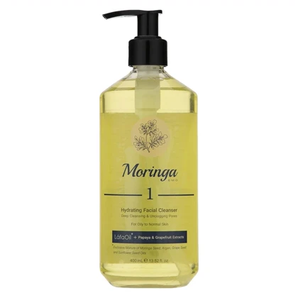 ژل شستشو و آبرسان صورت مورینگا امو مدل 01 مناسب پوست های چرب، مختلط و معمولی 400ml