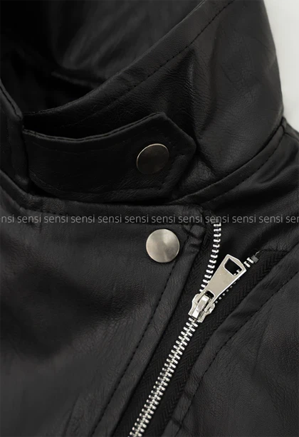 بایکر چرم یقه ایستاده کد1004937