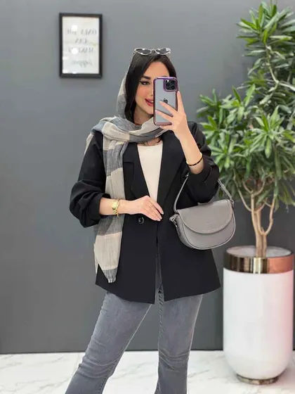 مانتو مازراتی دودکمه یقه نامتقارن