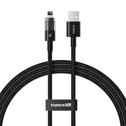 کابل فست شارژ USB به لایتنینگ 20 وات 2.4 آمپر یک متری طرح شفاف بیسوس CB000117